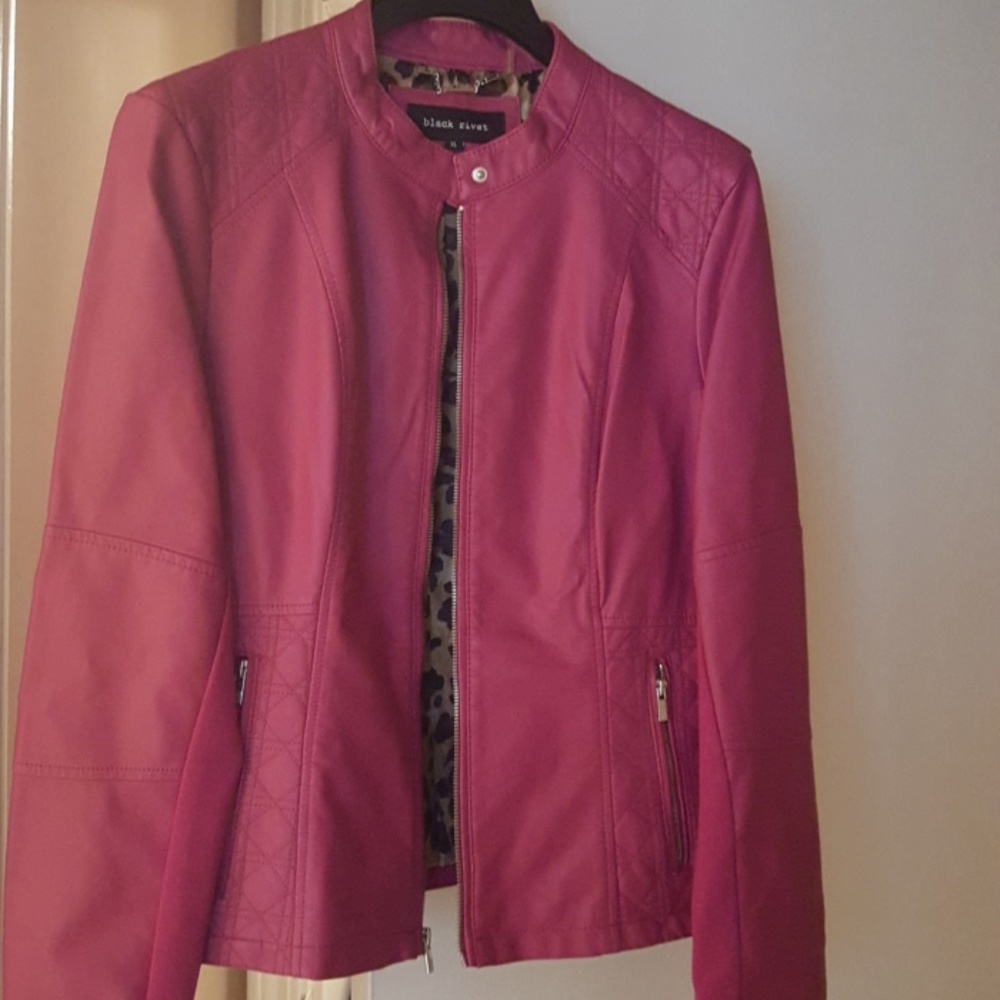 Hot Pink Leather Touch Jacket